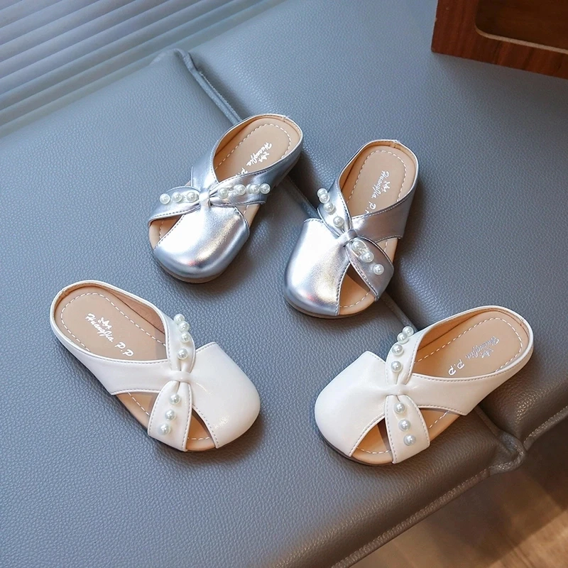 ABC 气质珍珠镂空包头拖鞋女宝外穿2025年夏季新款外出超软凉拖潮