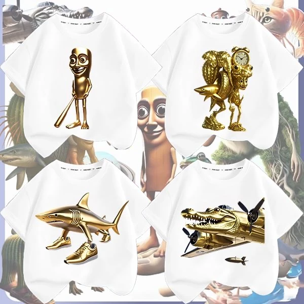 国外黄金版山海经tungtungsahur夏季潮牌童装周边儿童短袖T桖上衣