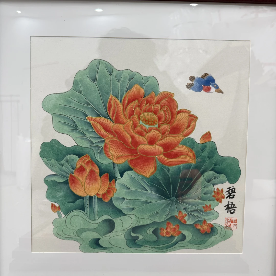 王碧梧绘画1pc带框工笔花鸟