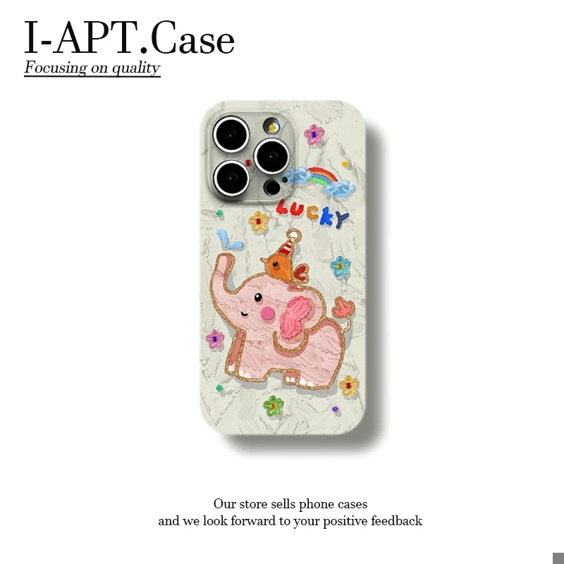 油画小象彩虹菲林软壳适用iPhone苹果16手机壳华为oppo小米vivo新