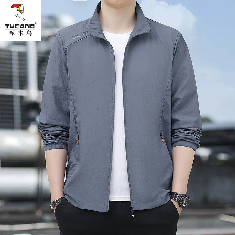 啄木鸟冰丝速干防晒衣男士夏季立领薄款防晒服男户外透气休闲外套