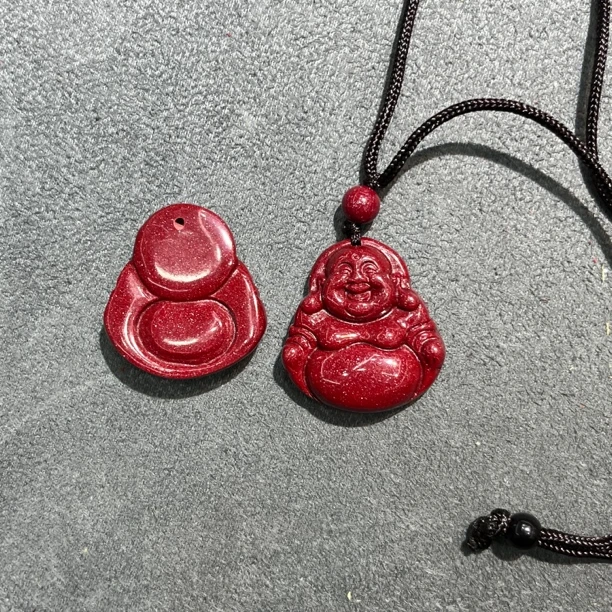 含辰砂工艺品辰砂佛公吊坠一个28mm-3689