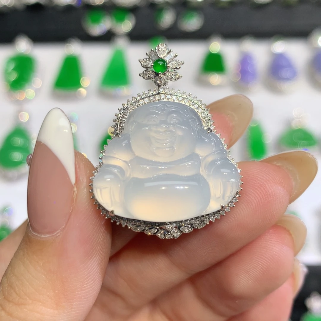 翡翠18K金镶嵌吊坠(不含链)