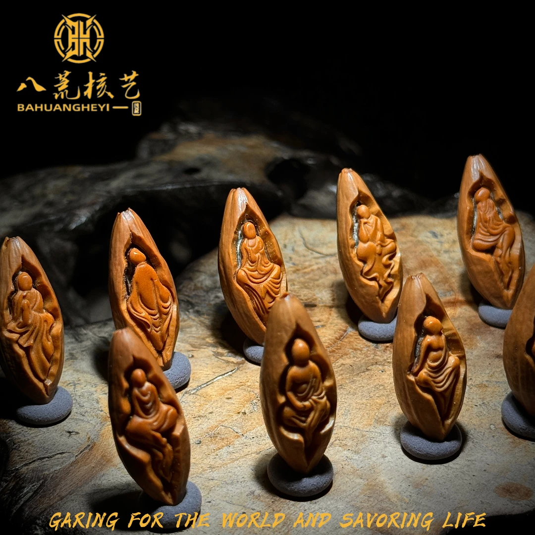 BAHUANG 包衣无相佛1.1*2.9橄榄核雕刻文玩手把件手持！精品文玩！