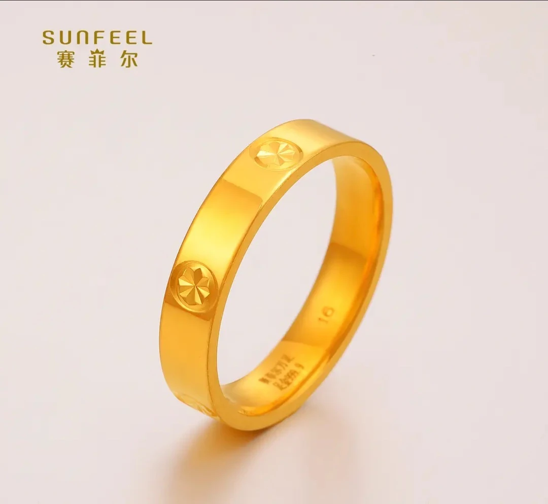 SUNFEEL/赛菲尔黄金万足®足金卡家米字黄金戒指七夕送礼