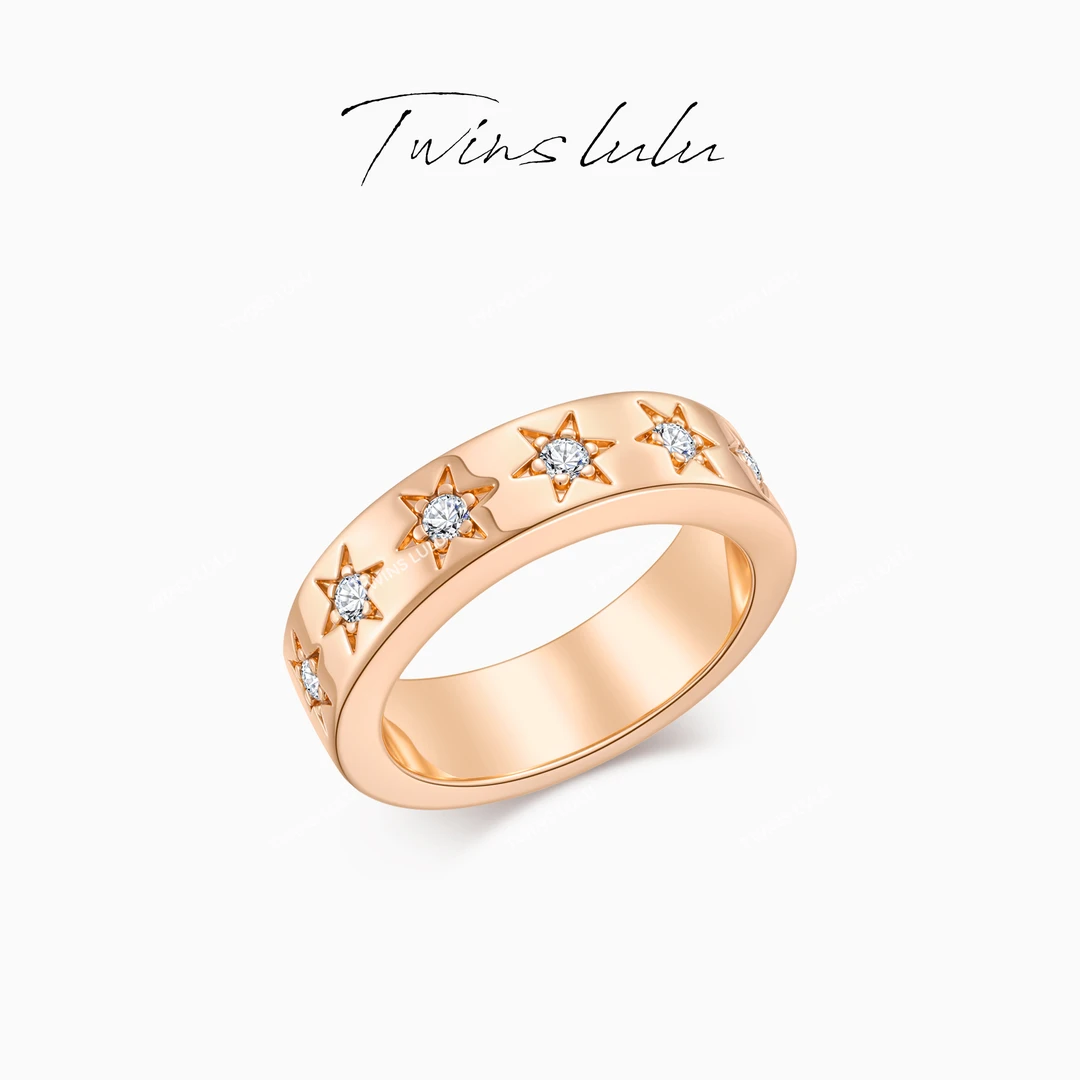 TWINS LULU 【六芒星】新年款 镀K金 时尚饰品六芒星戒指TSS8007