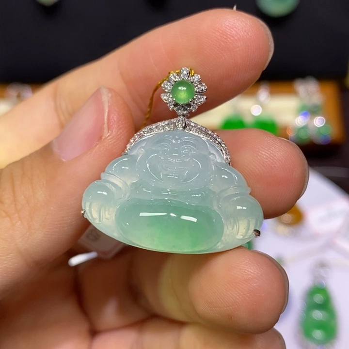 【闪购商品】翡翠18K金镶嵌吊坠(不含链)