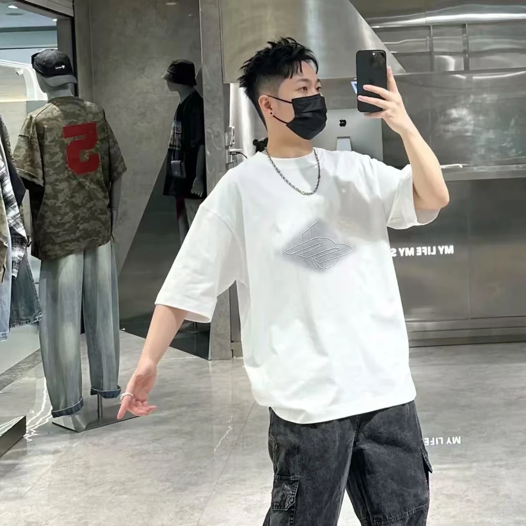 短袖圆领水洗立体钢印爱心T恤印花夏季韩版男装-10