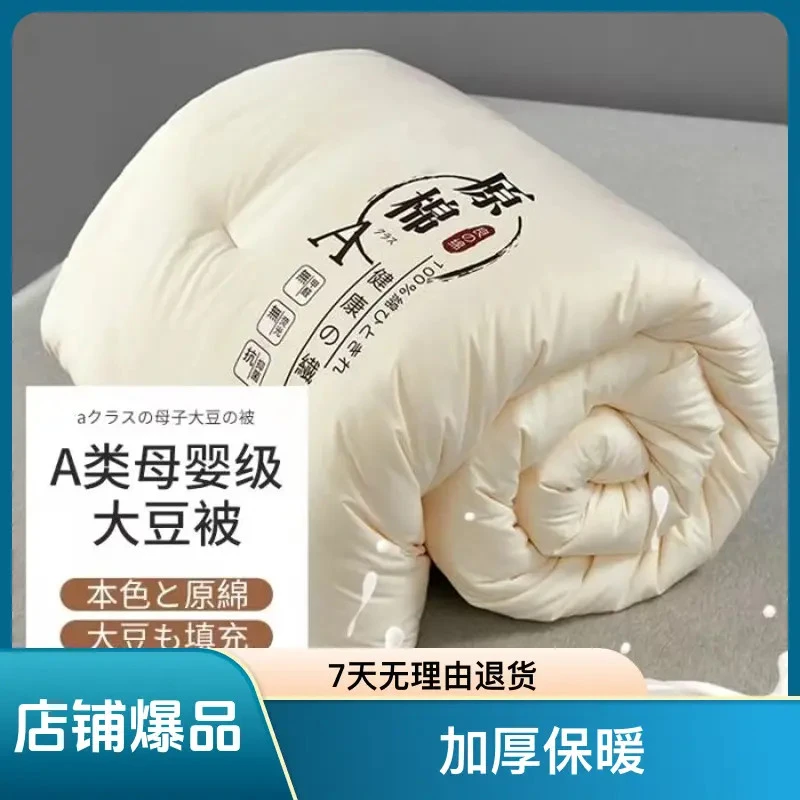 原棉A类大豆纤维被春秋被冬被加厚保暖冬季棉被单双人学生宿舍被