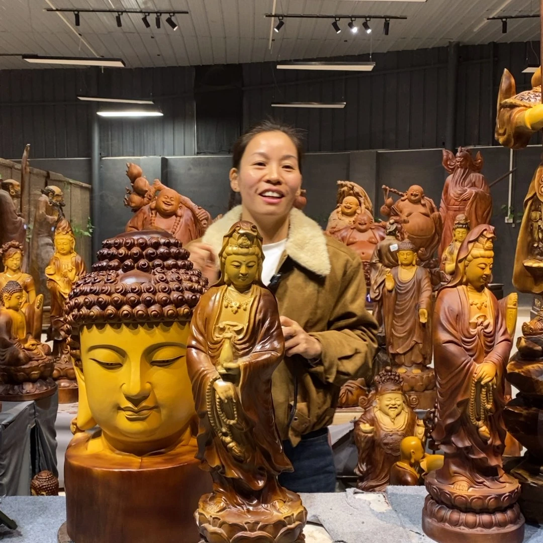 人***客香樟木60高净瓶观音