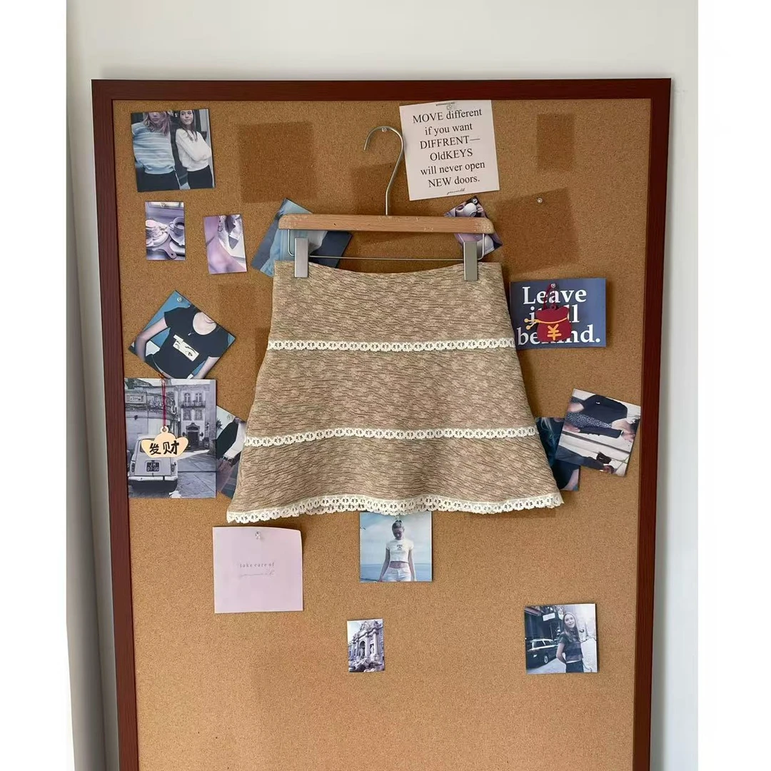 复古设计感碎花半裙蕾丝拼接a字短裙