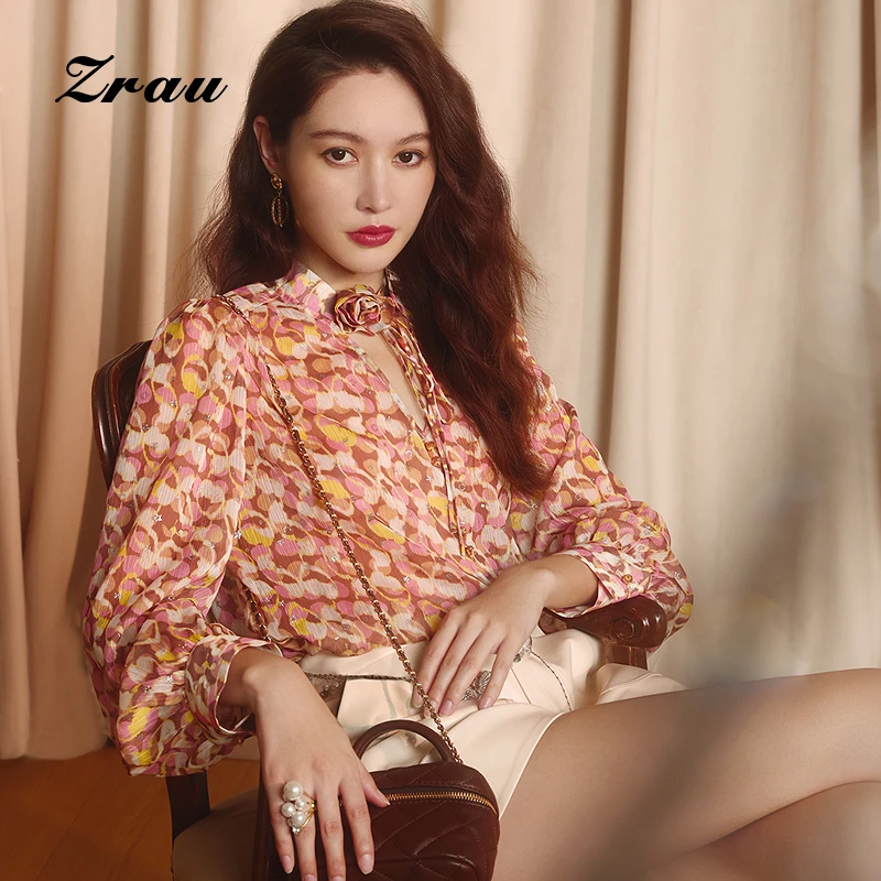 【达人专属】ZRAU气质碎花复古设计感百搭衬衫Z1243C0016