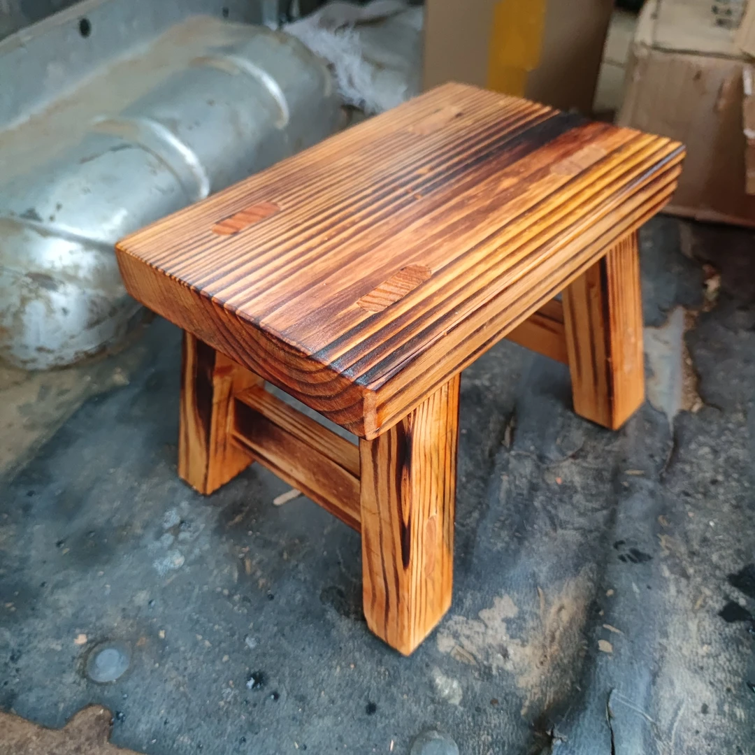 20厘米高全实木矮凳子榫卯结构换鞋凳洗澡凳洗衣凳儿童凳复古炭化