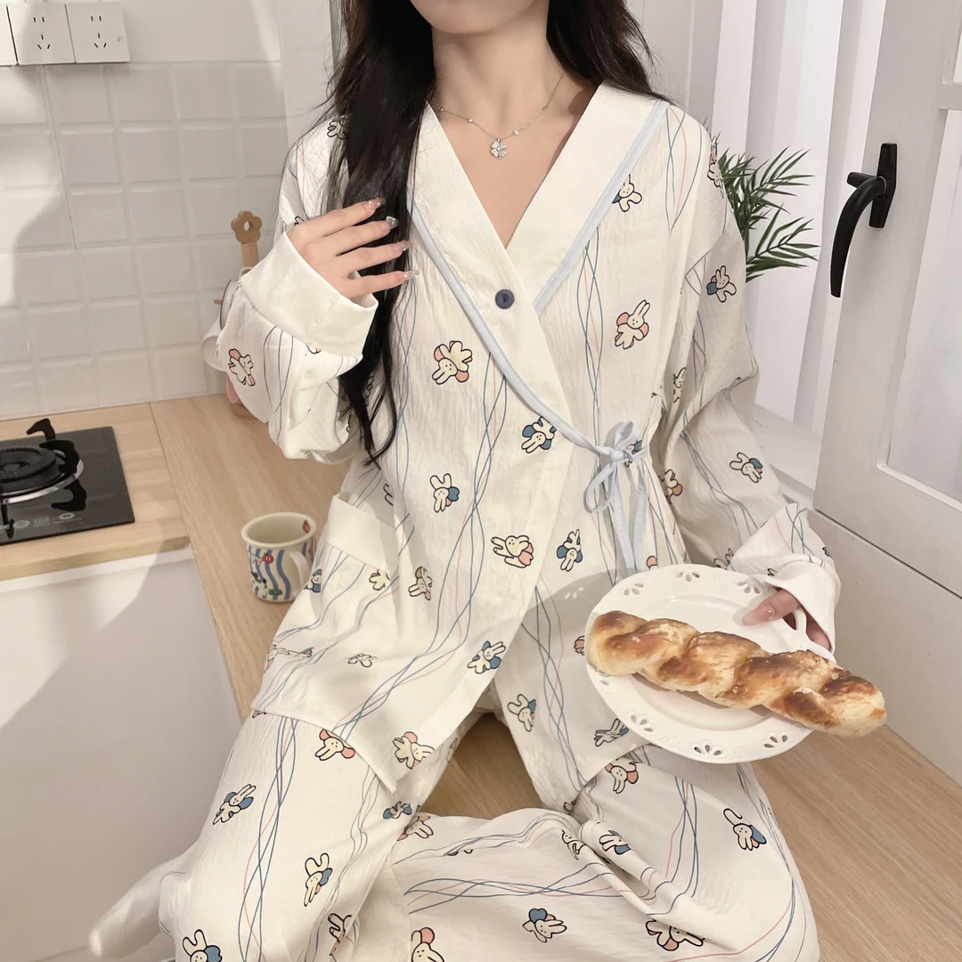 纱布月子服5月份夏季薄款产后纯棉全棉吸汗和服孕妇睡衣哺乳喂奶6