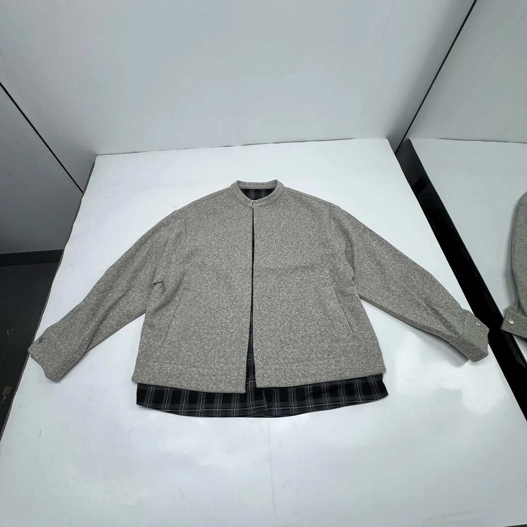【陌选】秋季新款男士时尚外套潮流宽松绵羊毛假两件外套-M6695