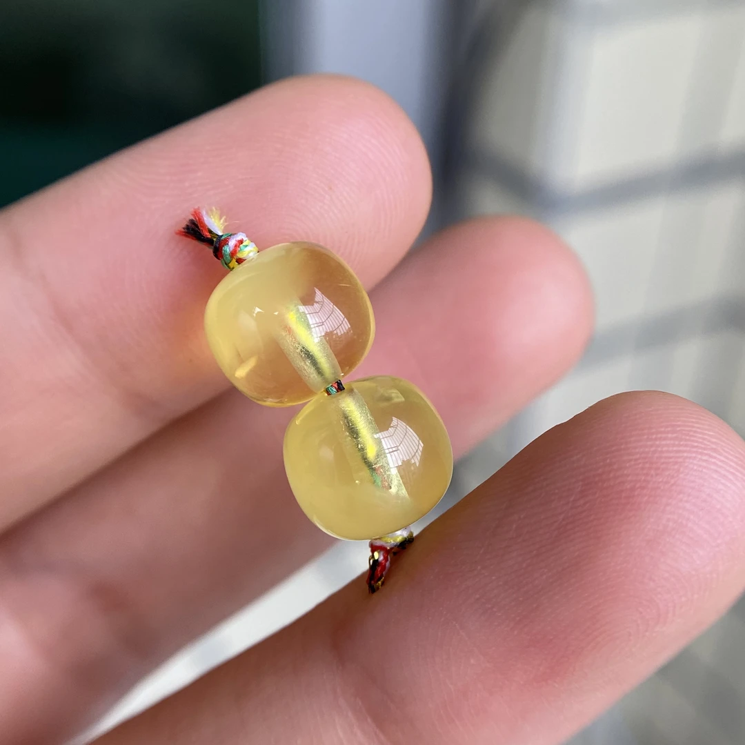 蜜蜡金胶蜜老型对珠9.4/9.2×8.4mm，净水无优化保天然