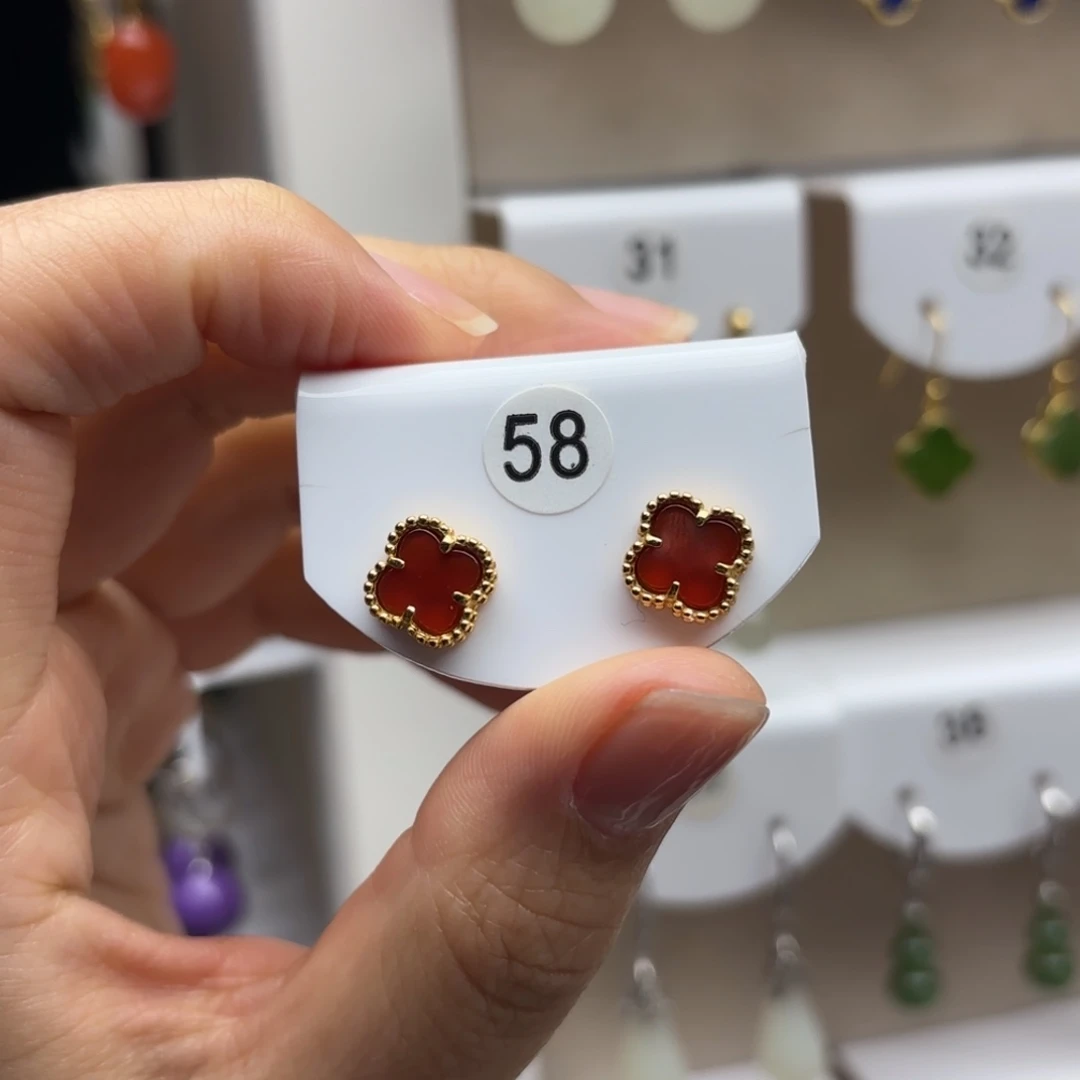 玛瑙/玉髓银S925镶嵌耳饰