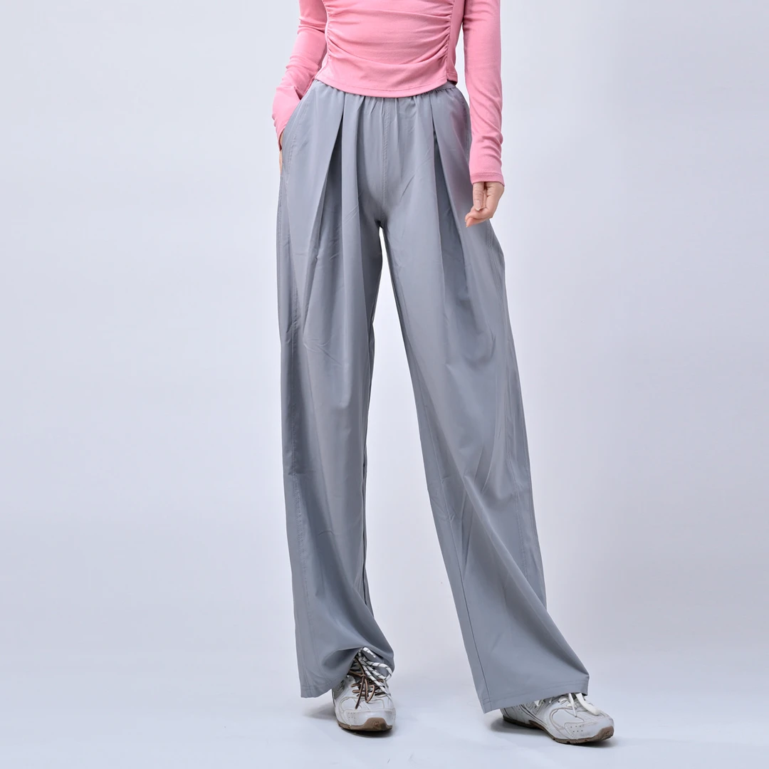 LUNAR NOSTALGIA25春新款松紧高腰垂感小个子运动休闲冰丝阔腿裤