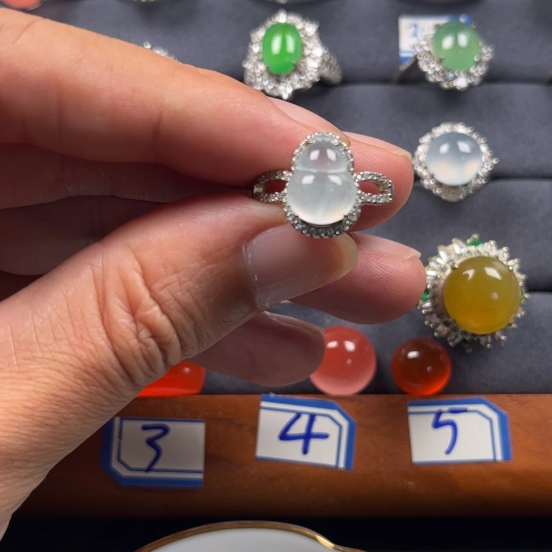 翡翠银S925镶嵌戒指缅甸翡翠A货