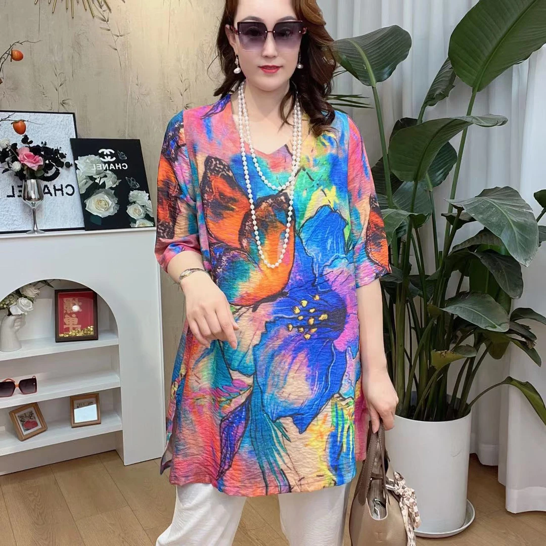 馨雅严选 2025新款丝麻时尚大码宽松百搭休闲显瘦套装267款