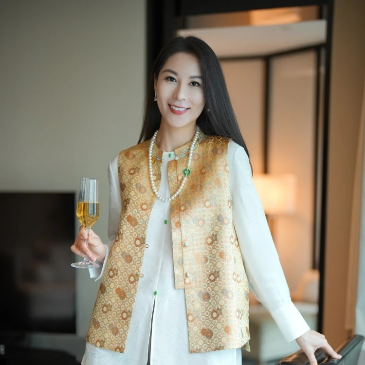 “金玉满堂”高端织锦小立领中式马甲CD2167360