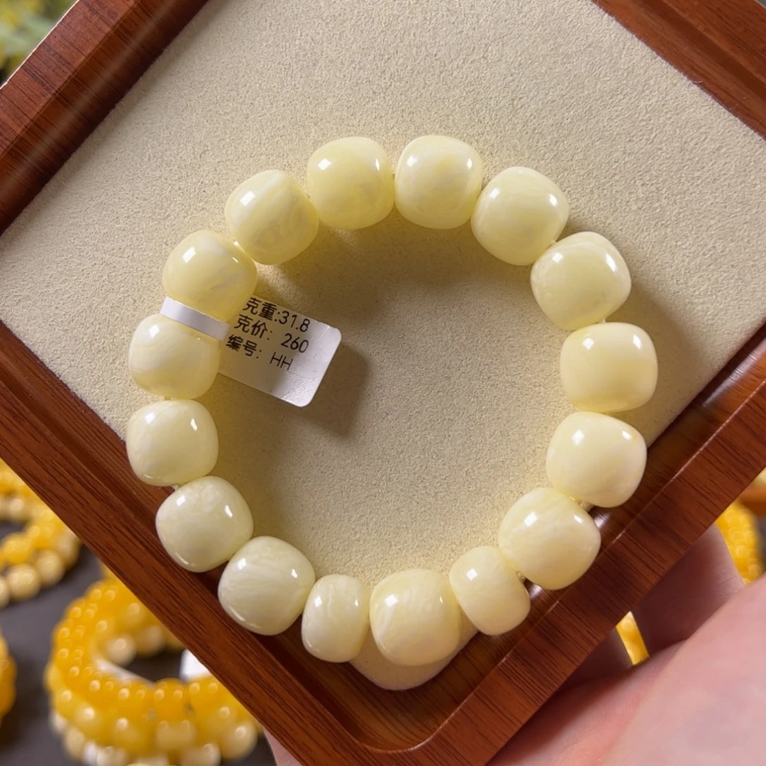 裸石蜜蜡未镶嵌15mm焦皮白蜜浓蜡老型隔片珠hh