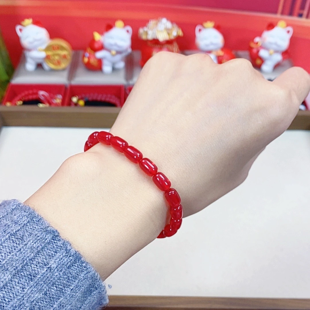 944卡6MM红色小枣珠DIY素圈串珠手串女永不掉色