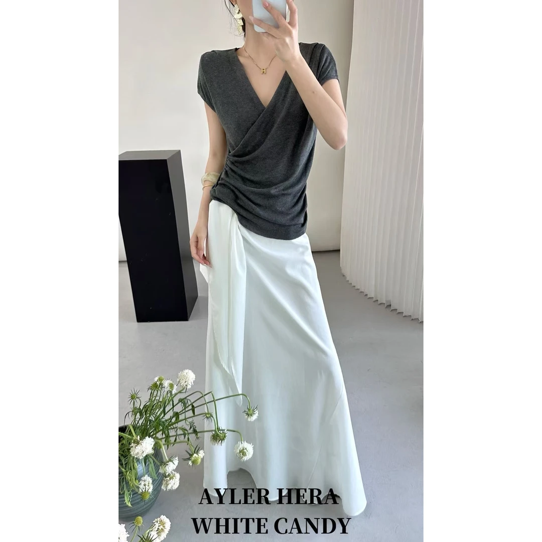 赫拉-新款（ZZHLW005#）小众设计不规则绑带半身裙  4-21