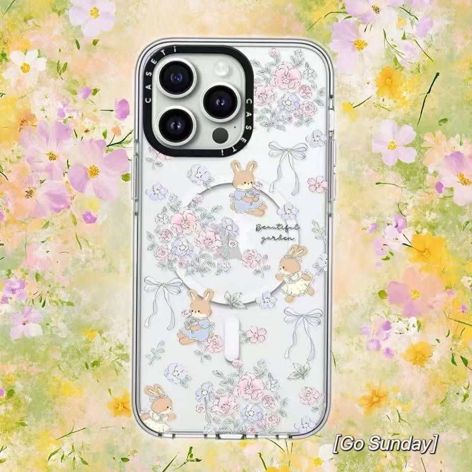 【花园小兔 超高版本冰晶磁吸】Case潮牌适用于苹果全系手机保护壳