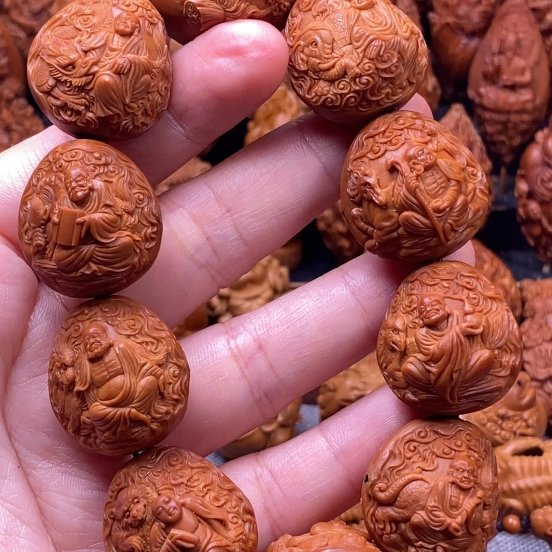 手串/手链橄榄核2.35-2.4刀客 祥云瑞兽整身十八罗汉手串