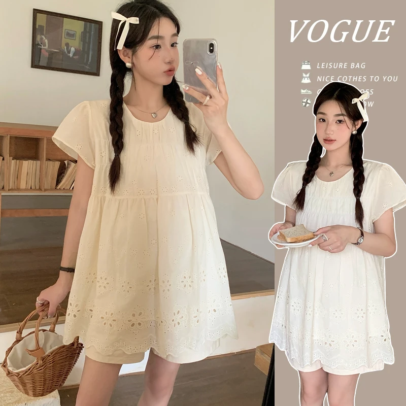 Y3347#2.21新款2025孕妇夏新款甜美时尚宽松绣花上衣