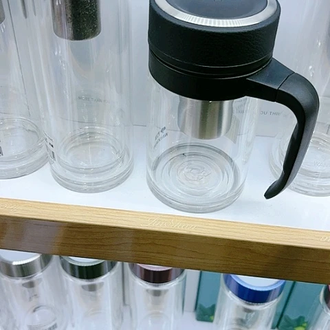 万象玻璃单层500毫升皮纹把杯