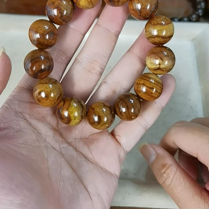 黄花梨/降香黄檀手串/手链18mm圆珠虎皮