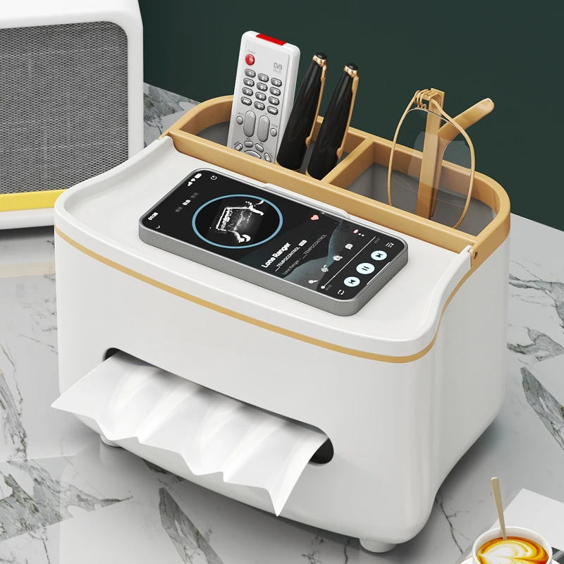 新款桌面纸巾盒办公室抽纸盒家用客厅卧室多功能高级感遥控器收纳