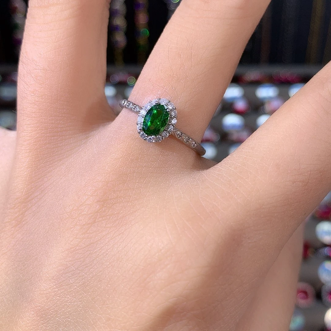 银S925镶嵌戒指碧玺白46