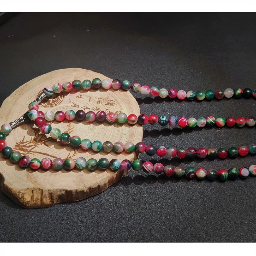 S1939【福嘟嘟珠宝】赤金五彩霞光玛瑙七彩玛瑙项链-多样性只发一件