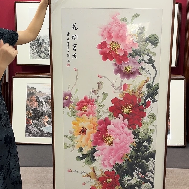 国画手绘带框作品