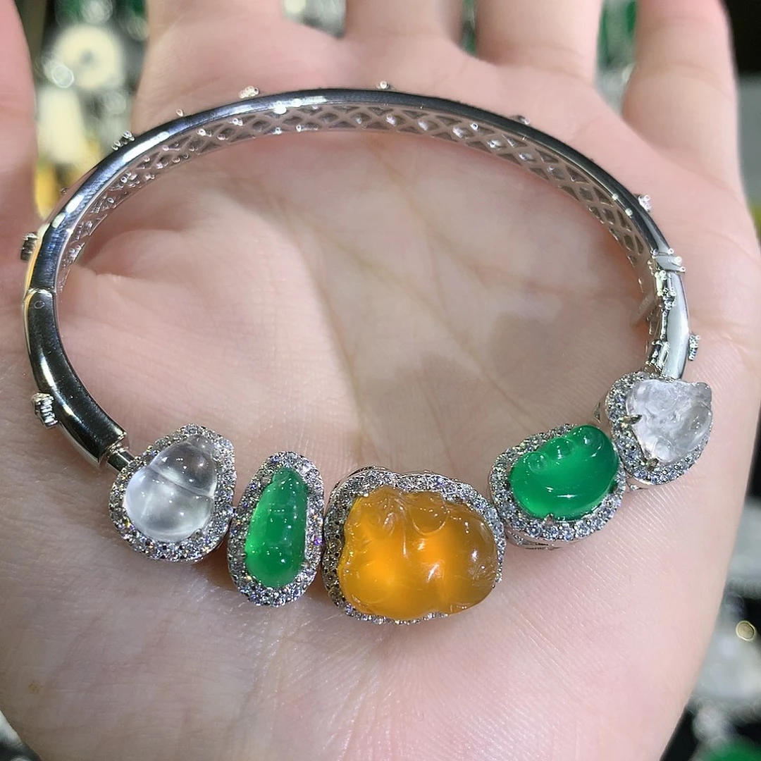 玛瑙/玉髓手镯银S925镶嵌