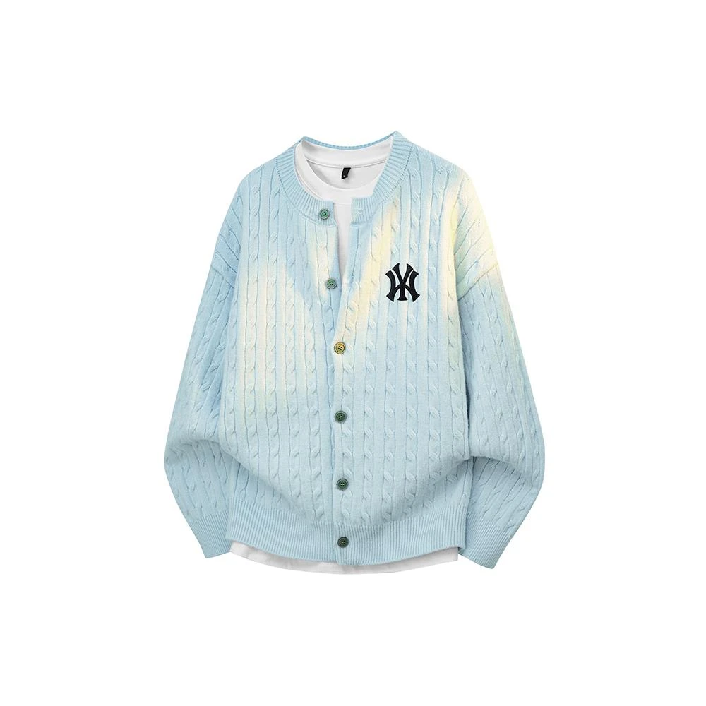 男潮牌浅蓝色毛衣新款秋冬季开衫针织衫外套长袖时尚休闲宽松