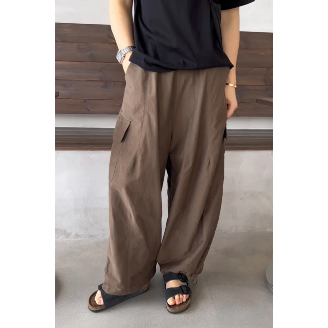 【工装阔腿裤】夏季休闲百搭松紧腰工装阔腿裤