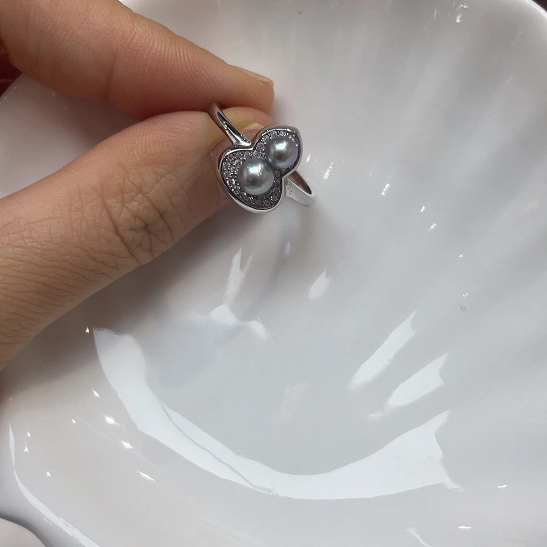 银S925镶嵌戒指海水珍珠