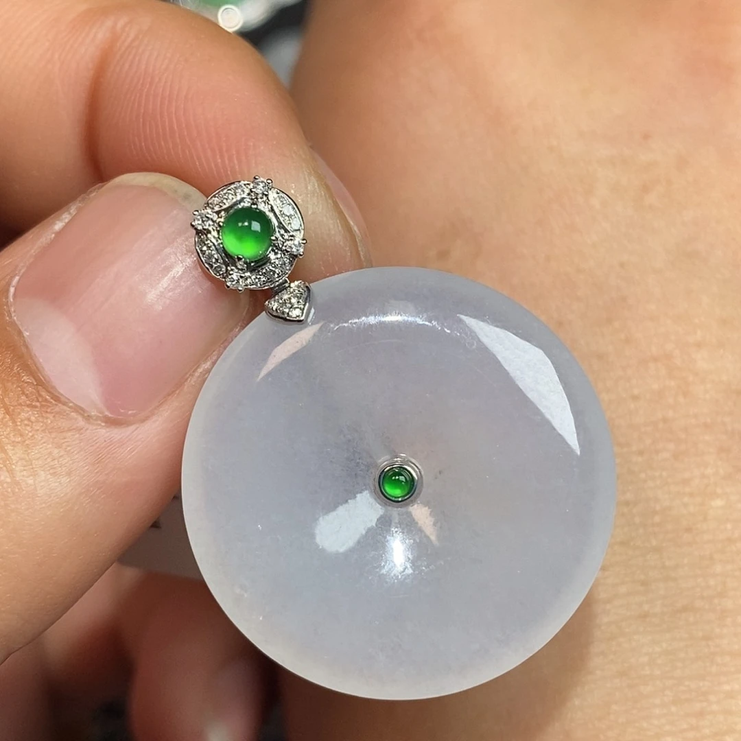 翡翠颈饰18K金镶嵌平安