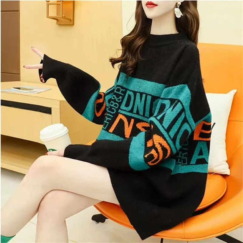 8110 M慵懒风毛衣女2025秋冬新款加厚减龄针织衫百搭显8222