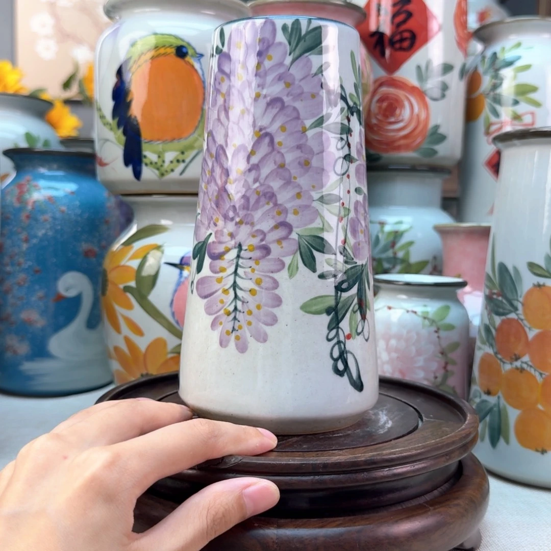 景德镇陶瓷手绘花瓶无孔