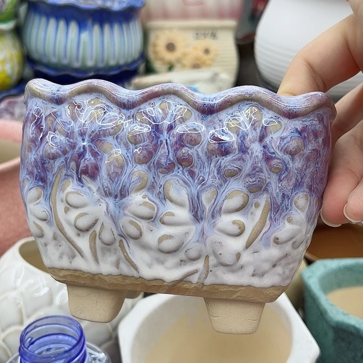 多肉绿植陶瓷花盆9.9包邮，有孔