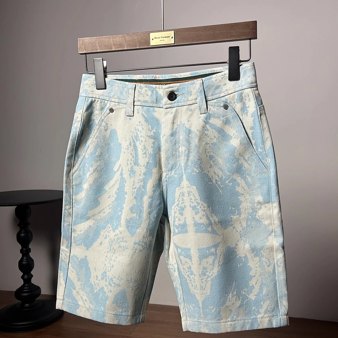 法国Cebrodz香港高端夏季新品中裤轻奢潮牌印花休闲裤男短裤修身