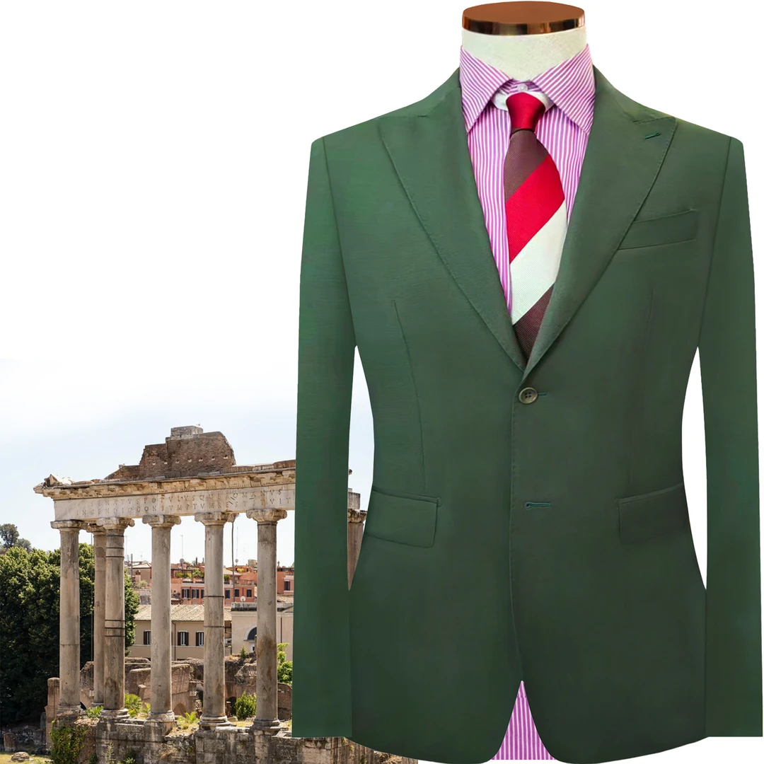 UDLY/优定良衣【单西】意大利纯羊毛军绿色通勤复古经典男士西服