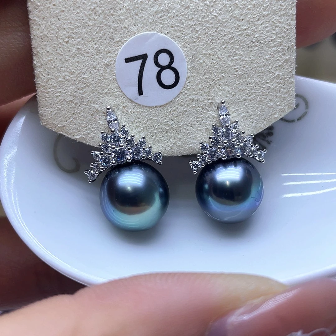 海水珍珠耳饰银S925镶嵌