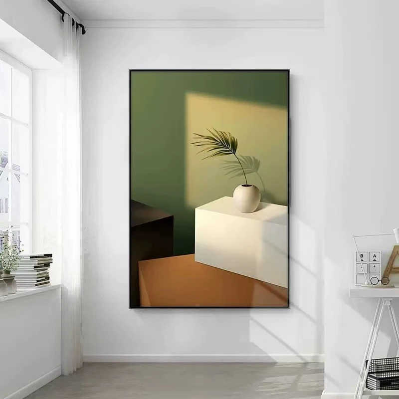 艺术花卉客厅装饰画简约大气高级沙发背景画竖版玄关过道砂岩画