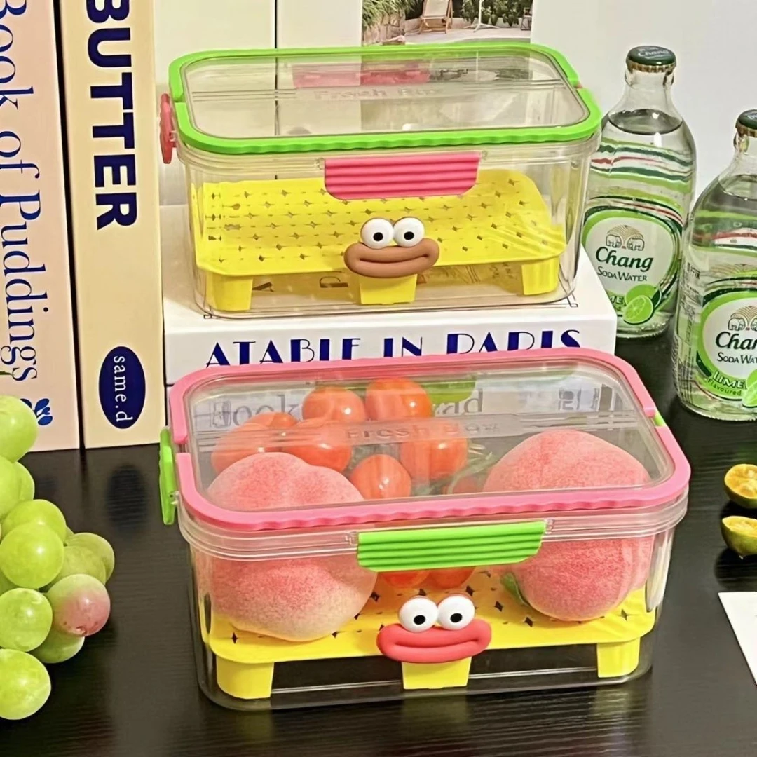 手提便携保鲜盒户外春游大容量便当盒学生透明水果食品密封收纳